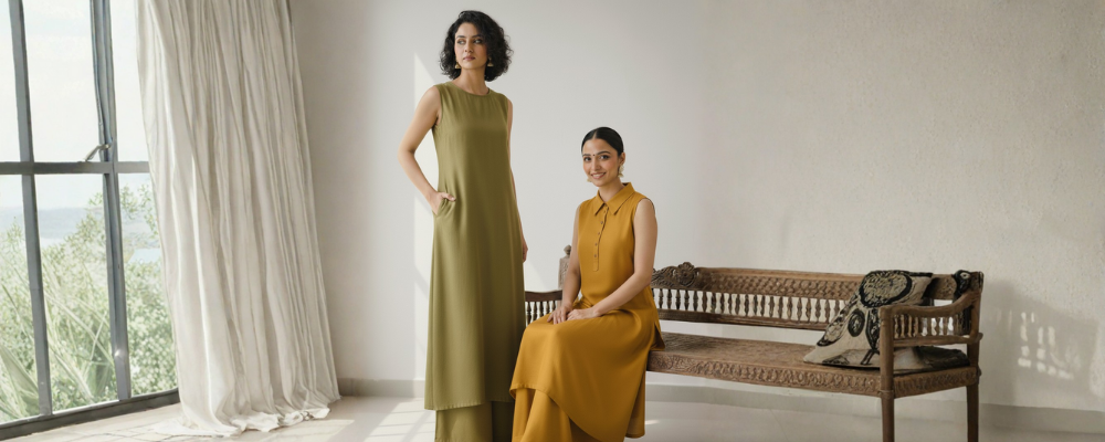 Image representing a stylish handloom co-ord set